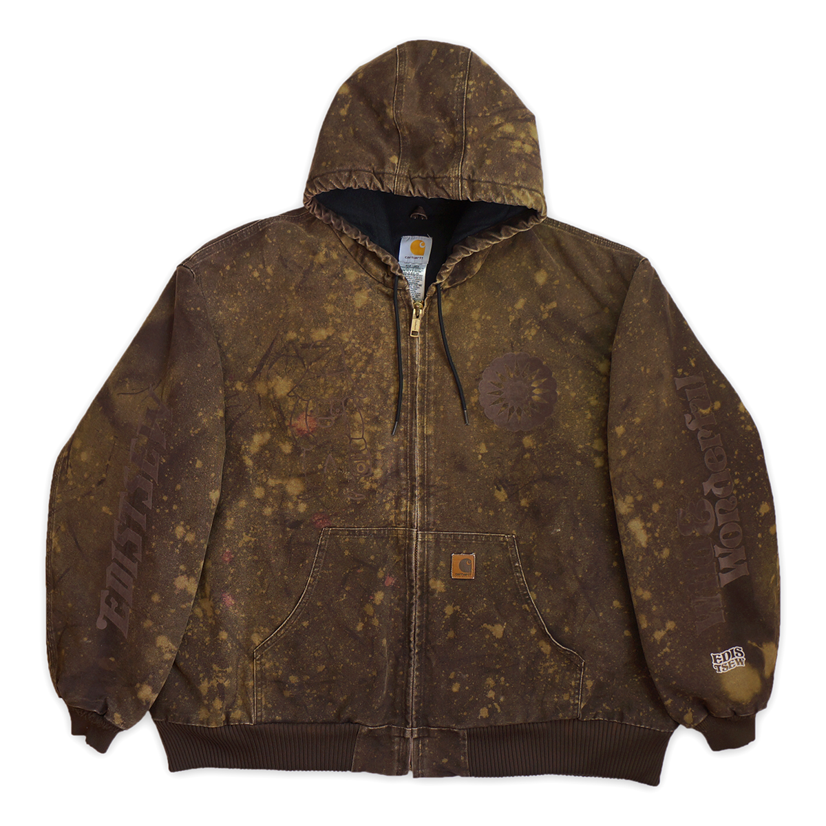 1 OF 1 UPCYCLED "WILD & WONDERFUL" J130 CARHARTT COAT DISTRESSED BROWN