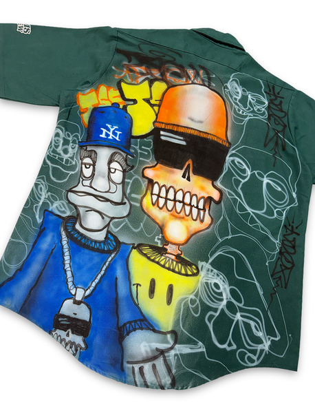 1 OF 1 VINTAGE AIRBRUSH TSEW ILLUSTRATION BUTTON DOWN WORK SHIRT
