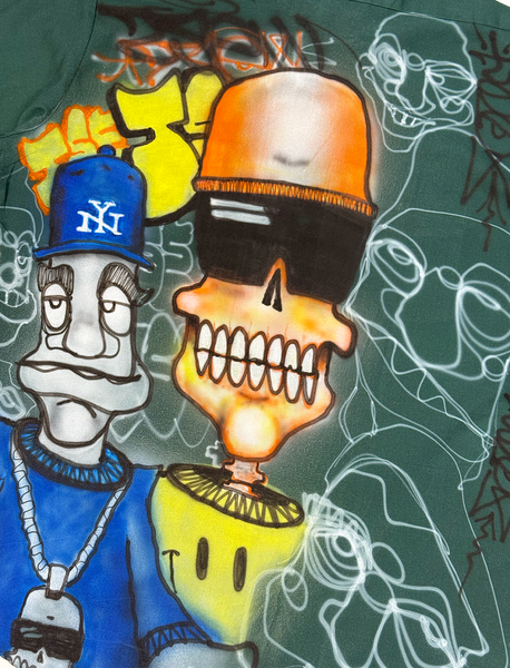 1 OF 1 VINTAGE AIRBRUSH TSEW ILLUSTRATION BUTTON DOWN WORK SHIRT