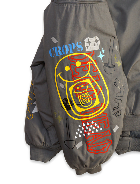 1 OF 1 "EDISTSEW X ALL MY HATS ARE DEAD" REFLECTIVE BOMBER JACKET SMOKE GREY