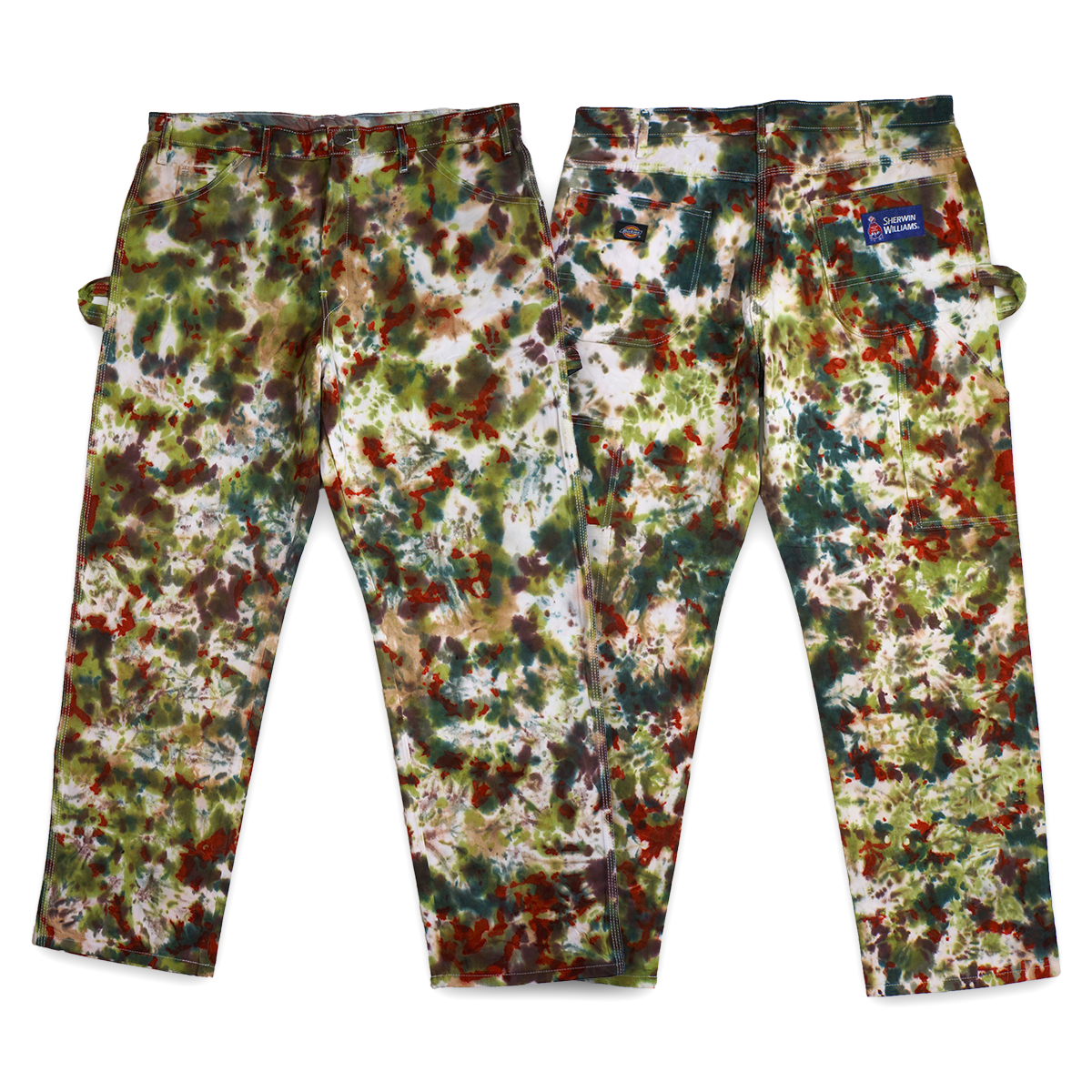 MADE TO ORDER TIE DYE SHERWIN WILLIAMS PAINTERS PANTS (RUSTY CAMO)