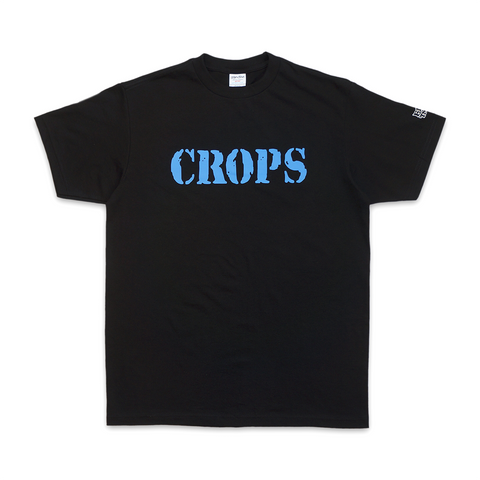 "FARM SECURITY" SS TEE  "BLUE ON BLACK"