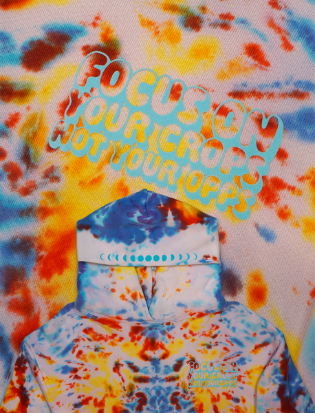 HEAVYWEIGHT MADE IN USA "FOCUS ON YOUR CROPS" HOODIE (FIRE IN THE SKY) LARGE