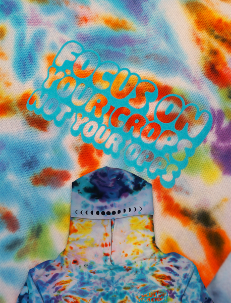 HEAVYWEIGHT MADE IN USA "FOCUS ON YOUR CROPS" HOODIE (TROPICAL STORM) SMALL
