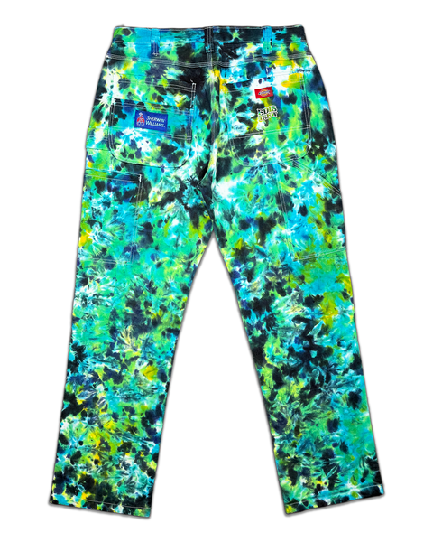 1 OF 1 TIE DYE SHERWIN WILLIAMS PAINTERS PANTS #2 (BLUE LAGOON)