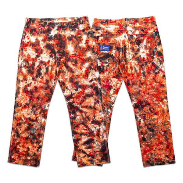1 OF 1 TIE DYE SHERWIN WILLIAMS PAINTERS PANTS #5 (VOLCANO)