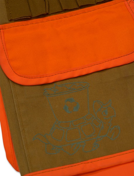 1 OF 1 UPCYCLED VINTAGE HIGH VIS "ORGANIC CROPS" HUNTING VEST