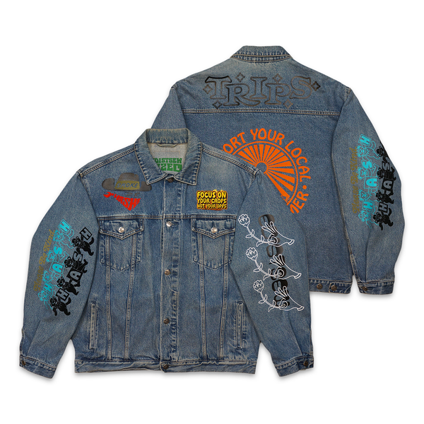 1 OF 1 AMHAD X EDISTSEW UPCYCLED DENIM "ORGANIC CROPS" JACKET