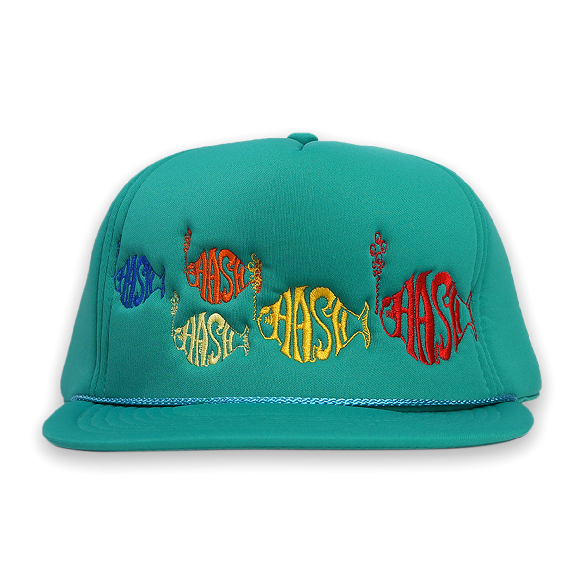 1 OF 1 VINTAGE "SCHOOL OF FISH" FOAM TRUCKER SNAPBACK HAT (TEAL)