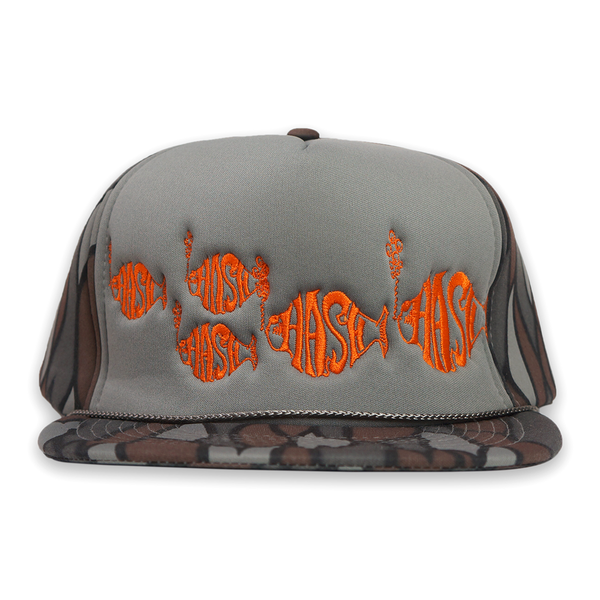 1 OF 1 VINTAGE "SCHOOL OF FISH" FOAM TRUCKER SNAPBACK HAT (TREE BARK CAMO)