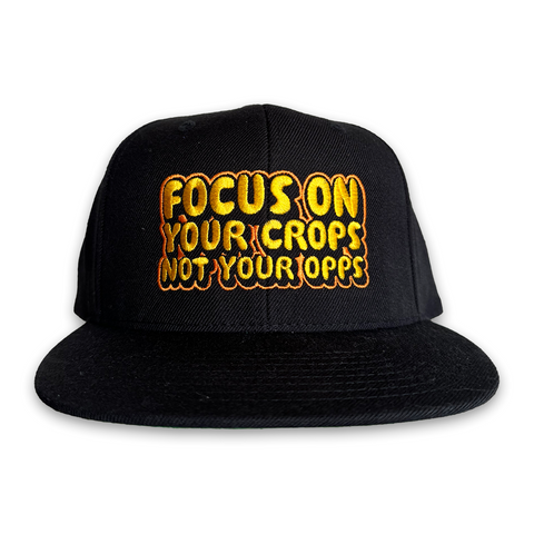 EMBROIDERED "FOCUS ON YOUR CROPS" CAP BLACK *** LAST ONE ***