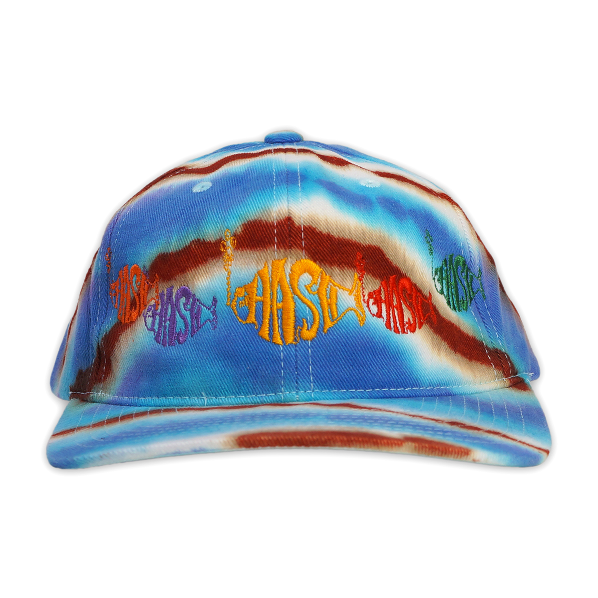 1 OF 1 TIEDYE "SCHOOL OF FISH" STRAP BACK CAP OCEAN CORAL