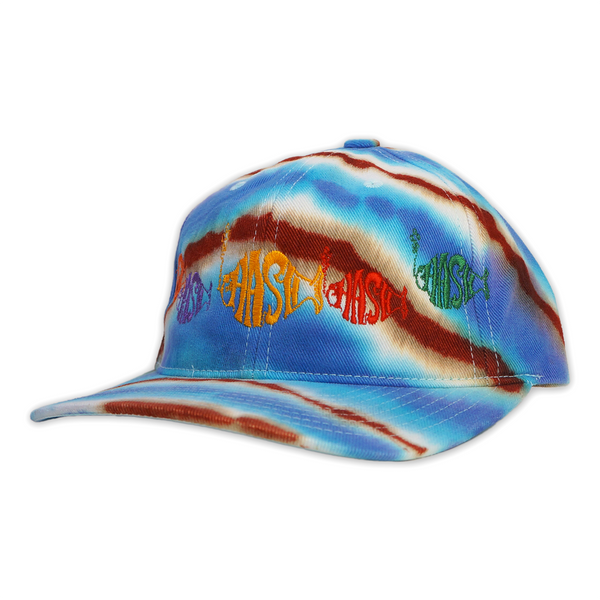 1 OF 1 TIEDYE "SCHOOL OF FISH" STRAP BACK CAP OCEAN CORAL