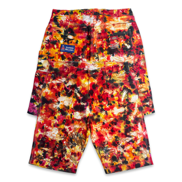 1 OF 1 TIE DYE SHERWIN WILLIAMS PAINTERS SHORTS #7 (FIRECRACKER)