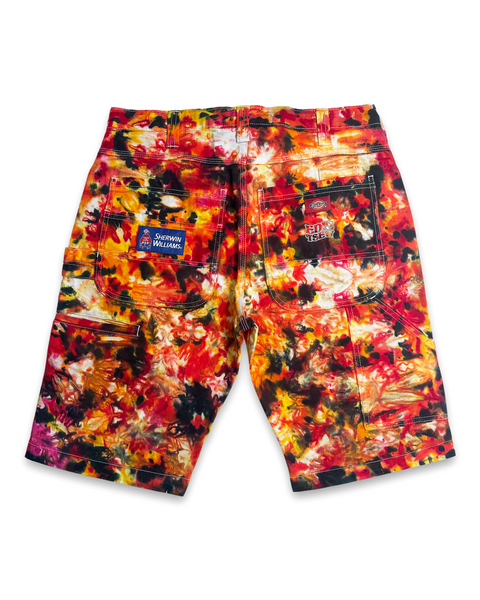 1 OF 1 TIE DYE SHERWIN WILLIAMS PAINTERS SHORTS #7 (FIRECRACKER)
