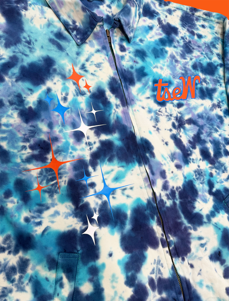 1 OF 1 VINTAGE UPCYCLED “PEACE TEAM” TIE DYE JACKET