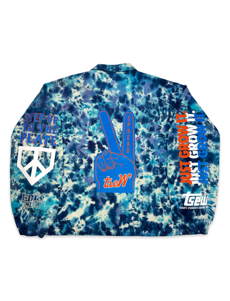 1 OF 1 VINTAGE UPCYCLED “PEACE TEAM” TIE DYE JACKET