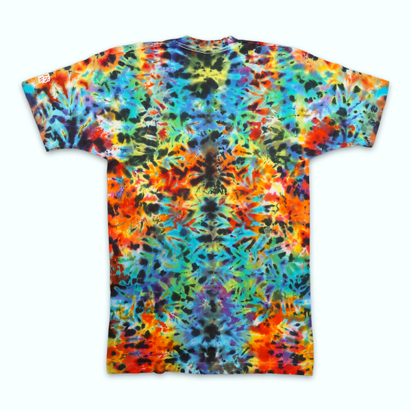 1 OF 1 VINTAGE "SYMMETRICAL SPLIT" TIE DYE TEE 1980 FRUIT OF THE LOOM