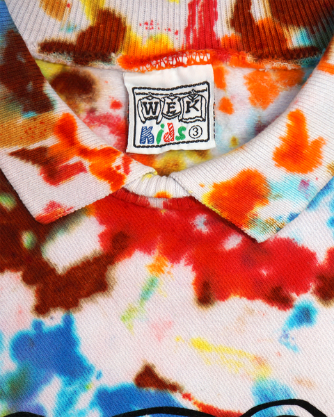1 OF 1 UPCYCLED VINTAGE "PEACE BEAR" TIE DYE LS COLLARED SHIRT