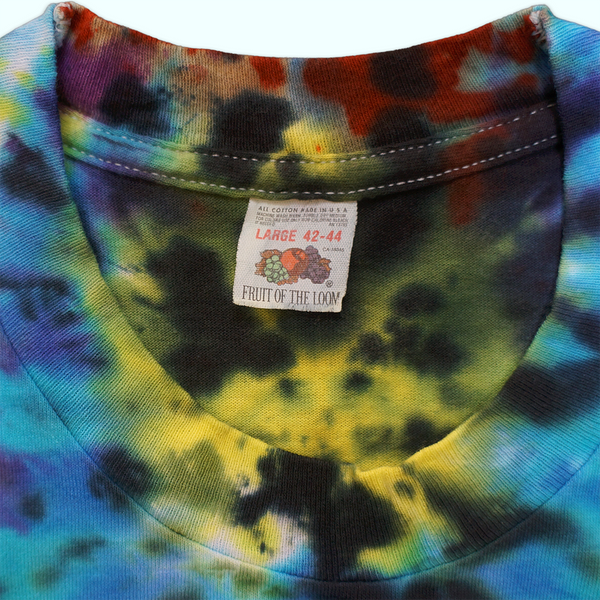 1 OF 1 VINTAGE "SYMMETRICAL SPLIT" TIE DYE TEE 1980 FRUIT OF THE LOOM