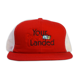 VINTAGE "YOUR PACK LANDED" TRUCKER HAT (RED & WHITE)